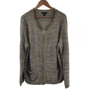 Gray Zip-Up Cardigan